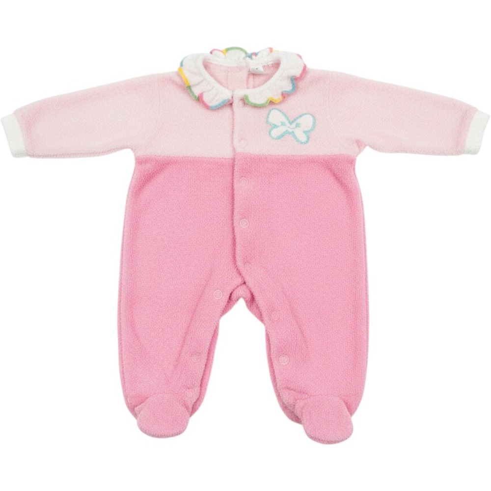 Vintage Carters Baby Girl Pink Fleece Footed Sleeper Butterfly Ruffle Small USA